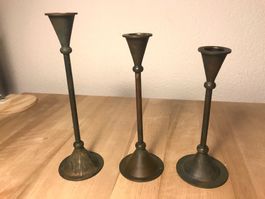 Kerzenständer 3 Stück, Metall  H 23 cm, 20.5 cm,  18.5cm