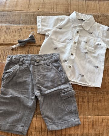 Sommer Set für Jungen, Grösse 86, Hemd, Hose, Fliege 👔