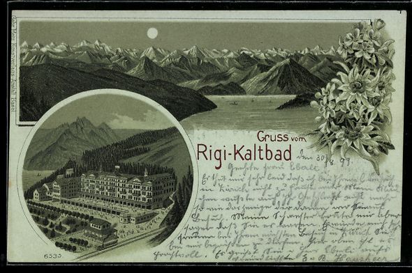 Cartoline postali: Mondschein-Lithographie Rigi-Kaltbad, Or – Usato da Berlin venduto da bartko-reher