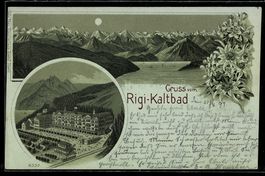 Mondschein-Lithographie Rigi-Kaltbad, Or