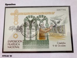 Spanien 1986 Block BM-Ausstellung Brieftaube gestempelt