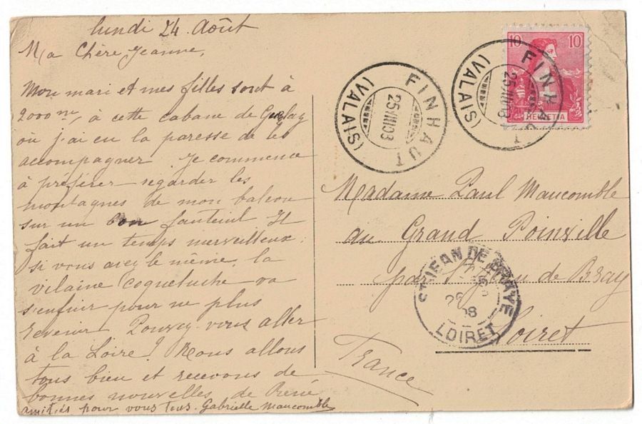 Cartoline postali: La Gueulaz près Finhaut, circulée 1908 – Usato da Frauenfeld venduto da POML 1