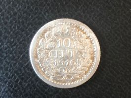 Niederlande 10 Cents 1910, Silber
