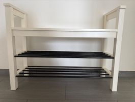 Schuhregal Sitzbank weiss Metall 2 Ablagen guter Zustand