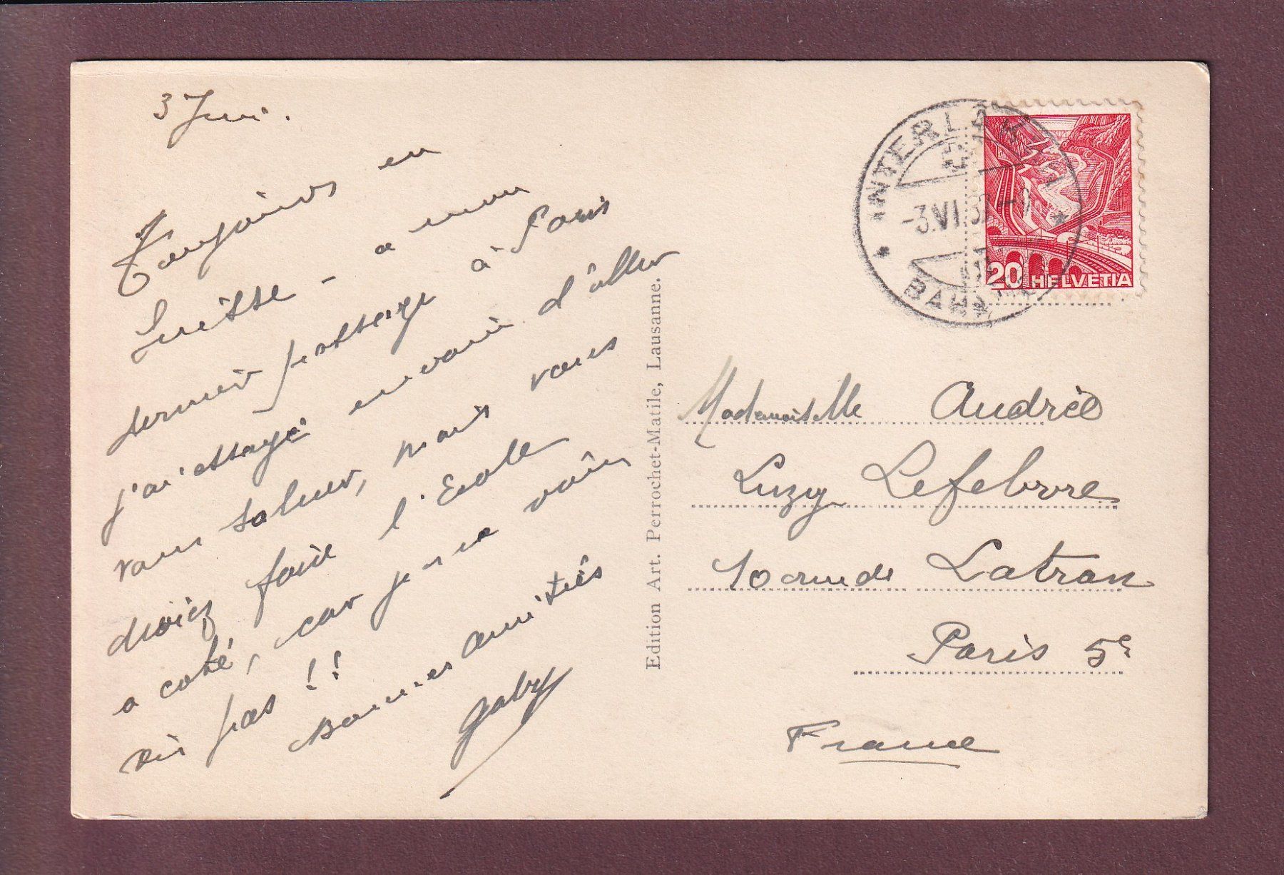 Cartoline postali: JUNGFRAU - 1937 – Usato da Pully venduto da nicecards 1