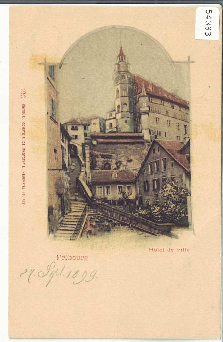 Cartoline postali: Fribourg - Hotel de ville - Litho – Usato da Ettingen venduto da Kartenplanet