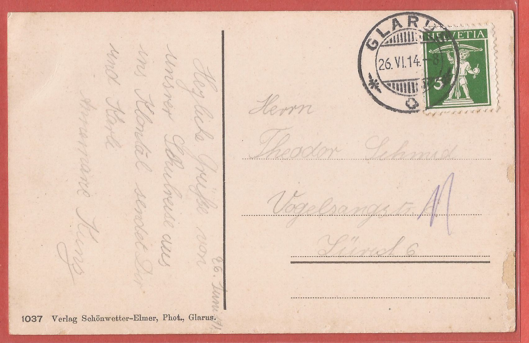 Cartoline postali: Klöntalsee mit Segelboot - 1914 – Usato da Fislisbach venduto da Porano 1
