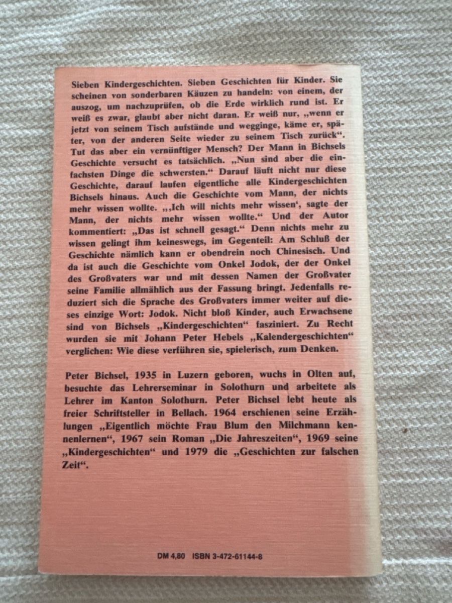 Bücher: Peter Bichsel Kindergeschichten Sammlung Luchterhand – Gebraucht aus Solothurn von Alex702 1