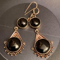 Schwarze Ohrringe, Ethno Look, Vintage Stil
