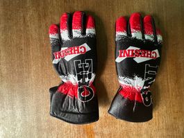 Vintage chesini Rennfahrerhandschuhe, schwarz-rot