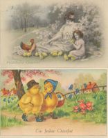 Ostern fröhliche Ostern 2 AK Kinder Huhn Kücken ab1903 Motiv