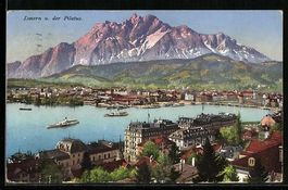 AK Luzern, Teilansicht und Pilatus, 1914