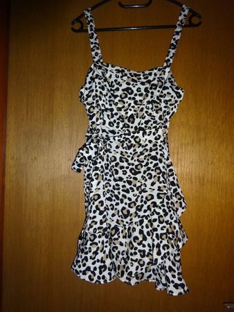 Kleid Sommerkleid mit Volant Mini Leo Grösse S Unikat