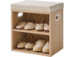 Schuh Aufbewahrungsbank mit gepolstertem Sitzkissen natur