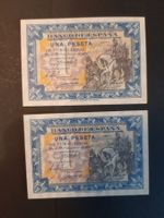 Spanien 2 x 1 Peseta 1940 - makellos UNC - fortl. Serie Nr.