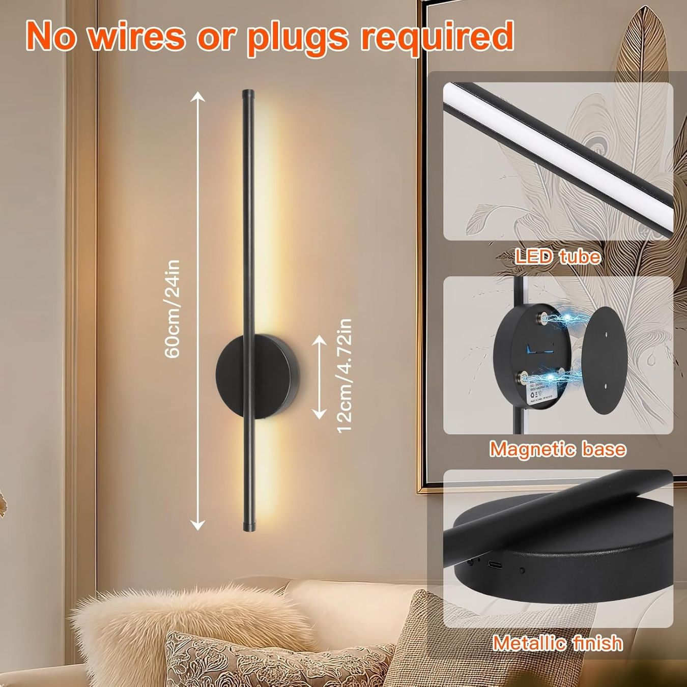 Lampen: LED Wandlampe Akku 2er Set dimmbar schwarz – Neu und originalverpackt aus Dietikon von Abverkauf10 5