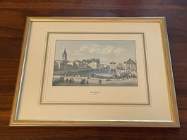 Zürich 1850 - Vintage Stehli Frères Kunstdruck edel gerahmt