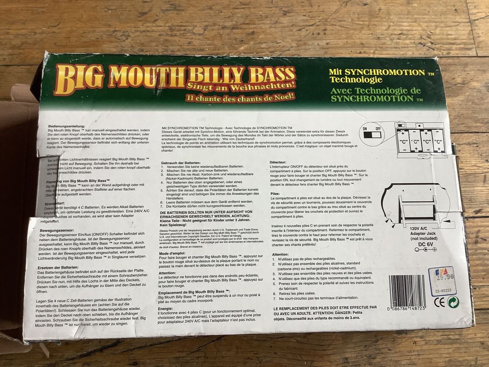 Gemmy Big Mouth Billy Bass - Poisson Chantant De Noël Vintage - Fonctionne