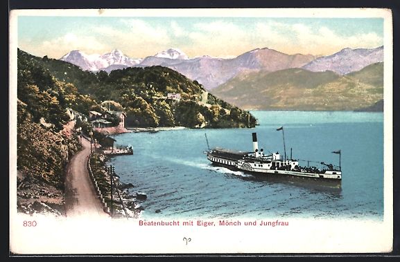 Cartoline postali: Beatenberg, Beatenbucht, Ansicht mit Dam – Usato da Berlin venduto da bartko-reher