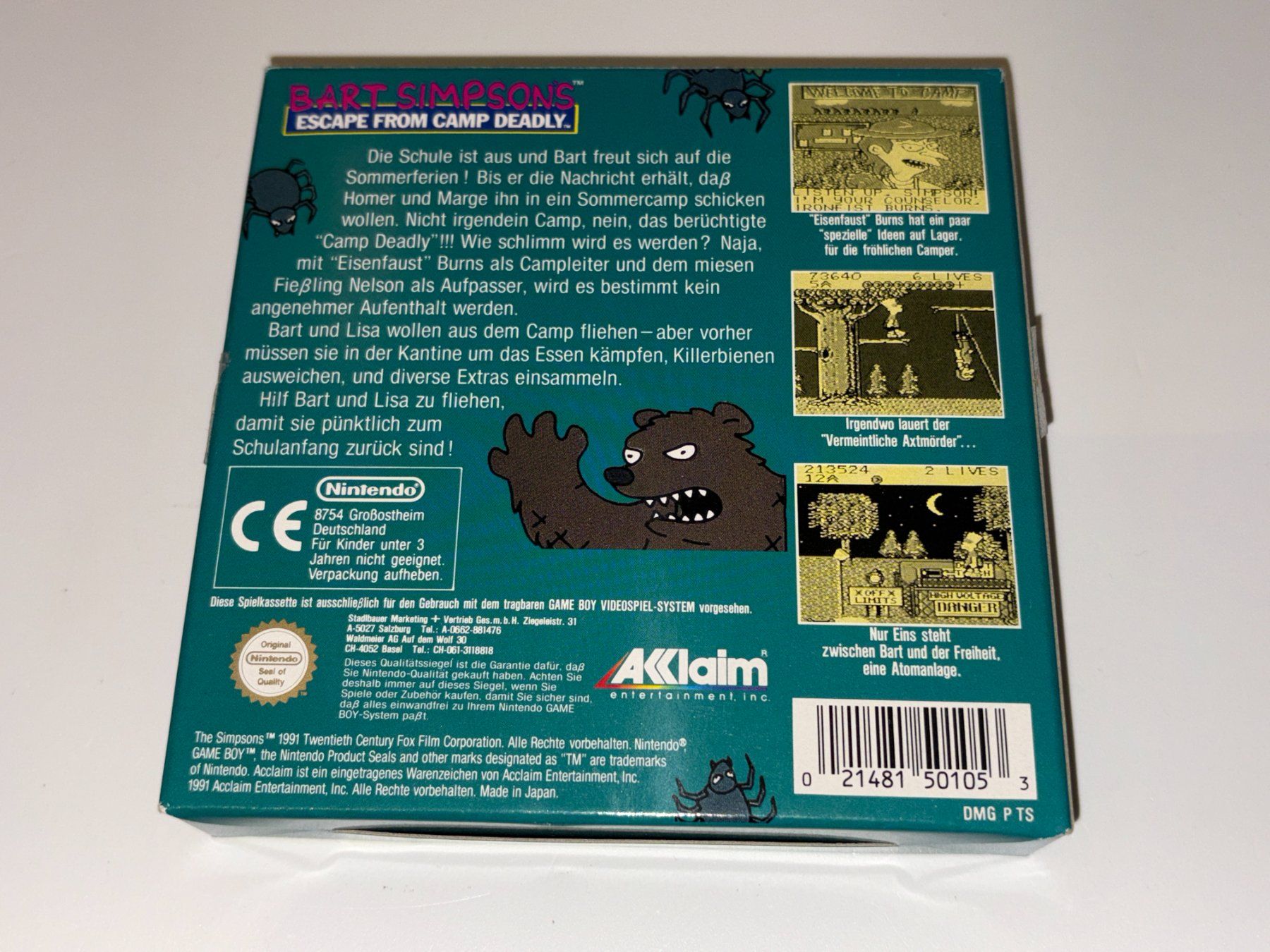 Nintendo Giochi: Bart Simpson's Escape from Camp Deadly - Game Boy - OVP – Usato da Zürich venduto da VintagePalace 6