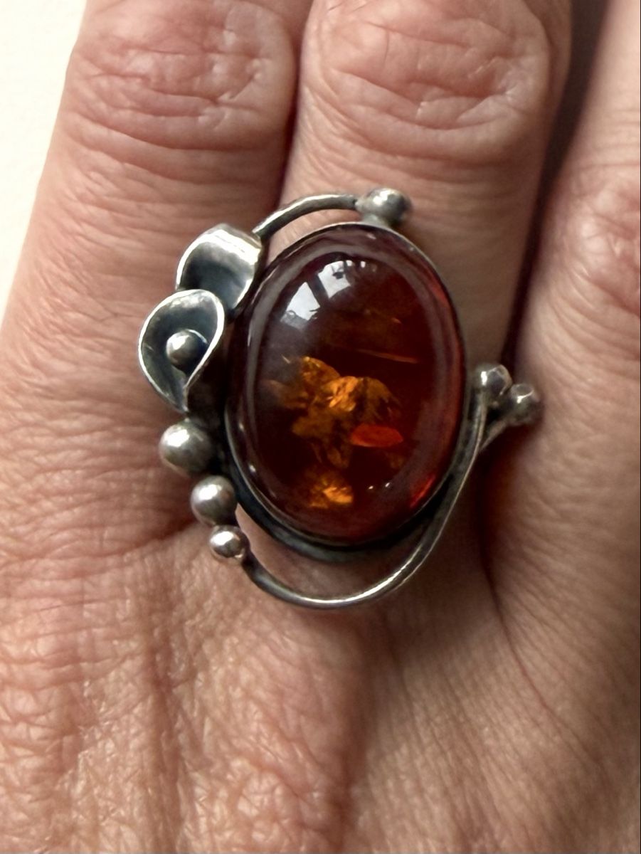 Anelli: Silberring mit Bernstein Design antik  – Usato da Gossau venduto da Magic999 3