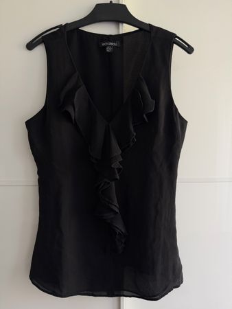 Le Château Bluse XS schwarz mit Volants aus Seide elegant