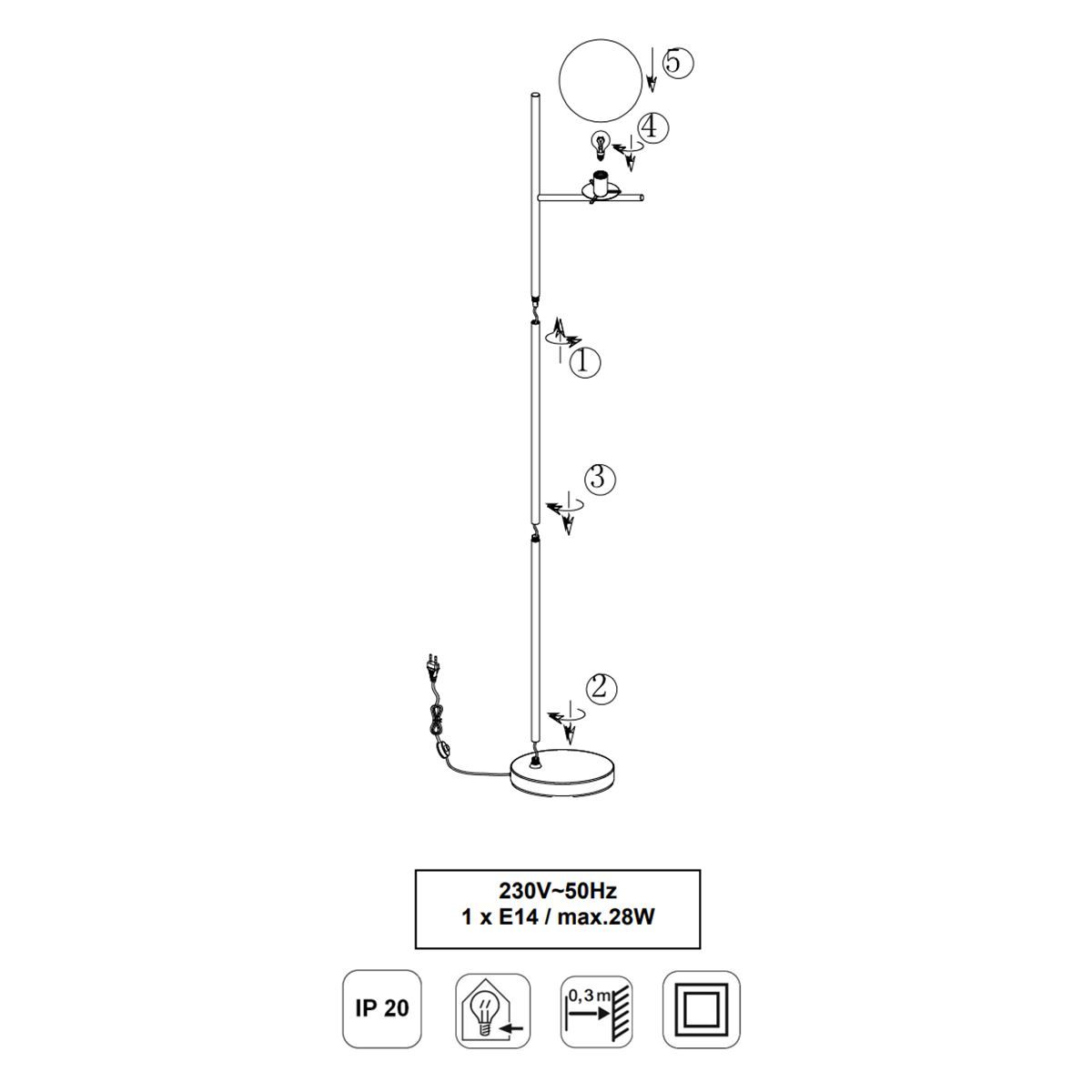 Lampade: Stehleuchte, Messing, 150 cm Höhe – Nuovo (secondo la descrizione) da Kreuzlingen venduto da Smart-Light 4