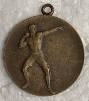 Antike Bronzemedaille Kugelstosser, TVSK Medaille von 1928