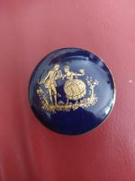 Scatolina Limoges porcellana blu decoro oro 
