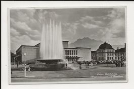 AK 1935 Luzern Bahnhofplatz Wagenbachbrunnen Kunsthaus