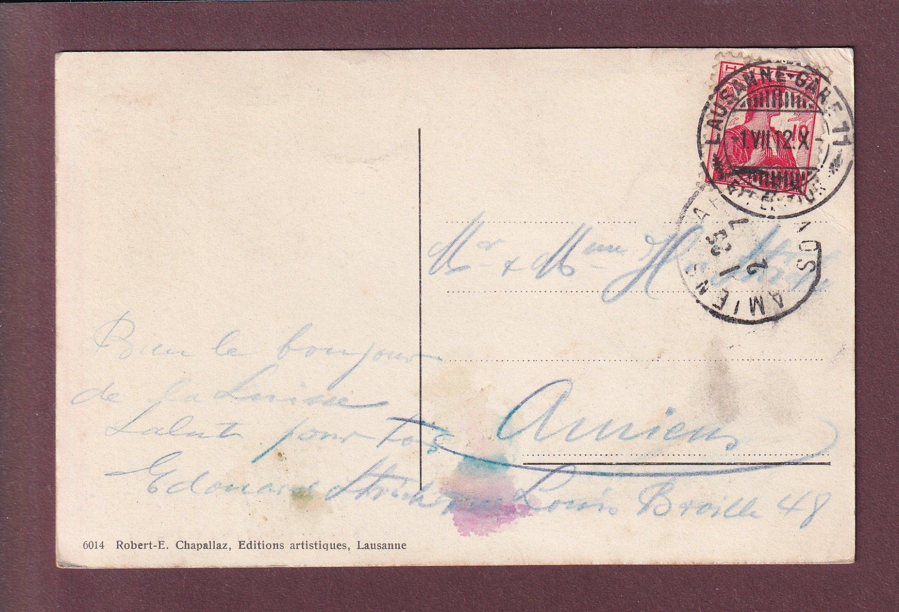 Cartoline postali: LAUSANNE - Palais de Rumine - 1912 – Usato da Pully venduto da nicecards 1