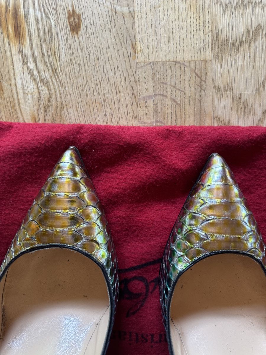 Christian Louboutin Scarpe da donna: Christian Louboutin So Kate 120 Metallic Python Aquar. 40.5 – Usato da Luzern venduto da Antiquesonline 1