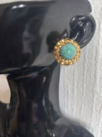 Boucles d'oreilles Vintage couleur Turquoise Doré