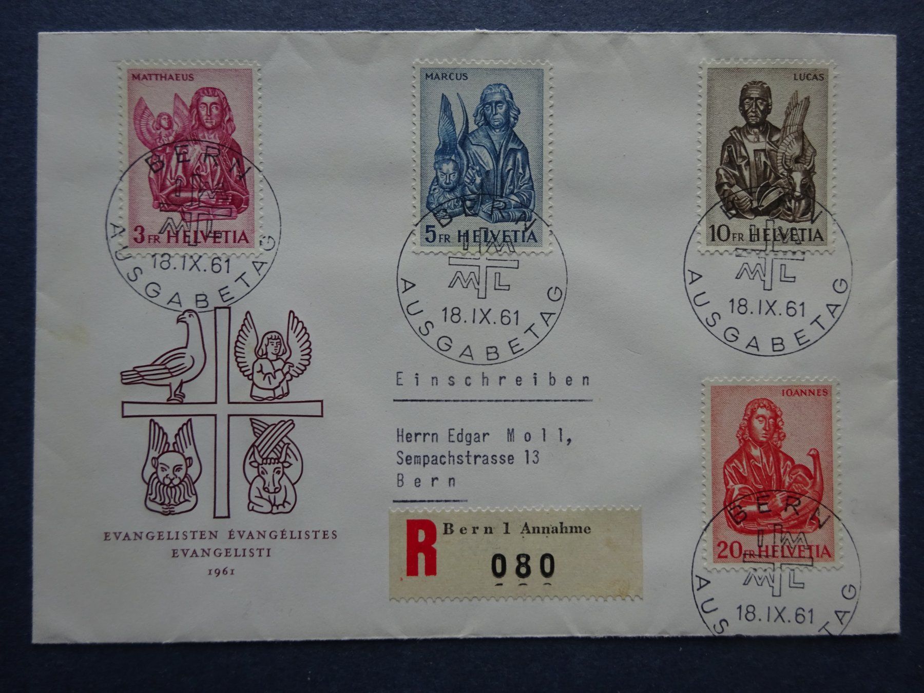 Tutti i francobolli: 1961 Z-Nr. 381 - 384 FDC – Usato da Appenzell-Steinegg venduto da adi1975 4