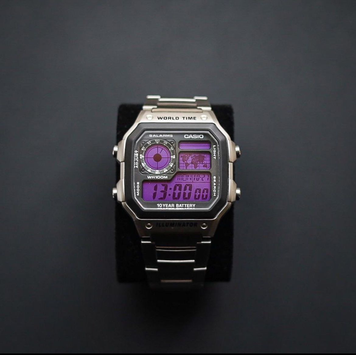 Casio Uhren: Casio Lime Violet Custom Mod Watch | 10j. Batterie – Neu und originalverpackt aus Luzern von Vi-Print 1