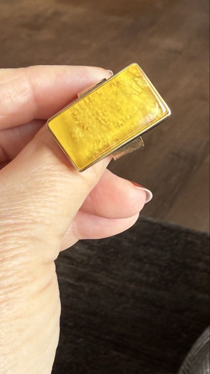 Ringe: Vintage Silberring mit gelbem Bernstein, regulierbar – Neu und originalverpackt aus Ebikon von elischka 1