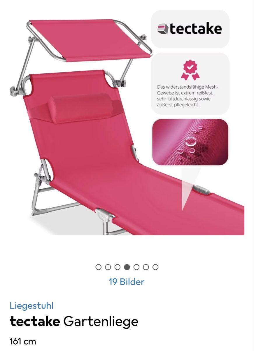 Chaises longues: Liegestuhl Tectake - rosa - 161 cm – D'occasion à Trimbach par sheshe27 5