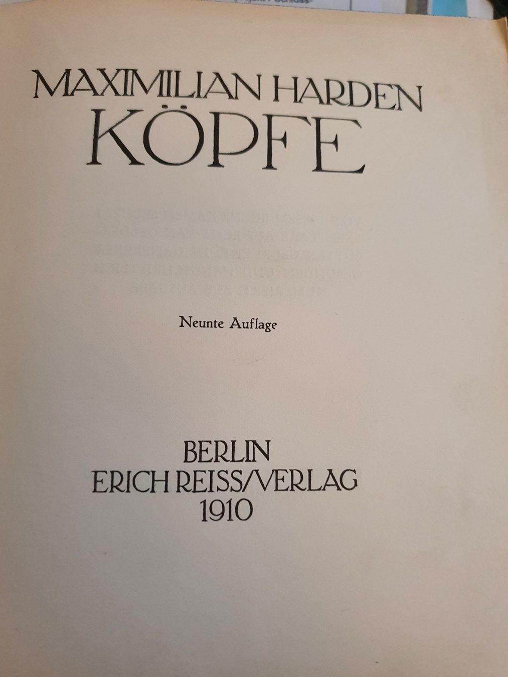Libri: Maximilian Harden - Köpfe von 1910 – Usato da Kloten venduto da WMG 1