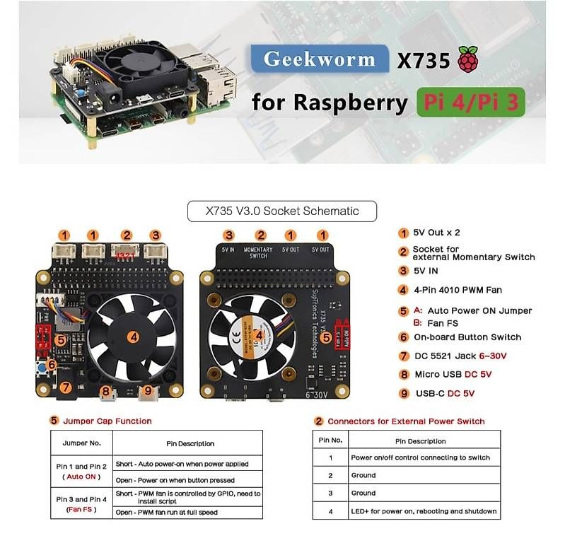Componenti elettronici: Geekworm X735 V3.0 Expansion Board Raspberry Pi mit Switch! – Usato da Zürich venduto da steffenh 2