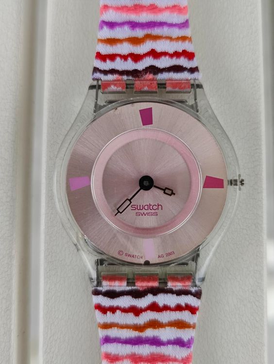 Swatch Orologi: SWATCH Damen Uhr, pink, ultrathin – Usato da Meggen venduto da SellingGoods_1