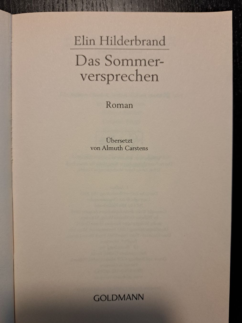 Bücher: Das Sommerversprechen / Elin Hildebrand / Roman – Gebraucht aus Ottenbach von Rasenmaeeher 3