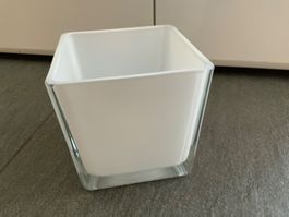 Weisser Übertopf / Vase aus Glas, Top Zustand!