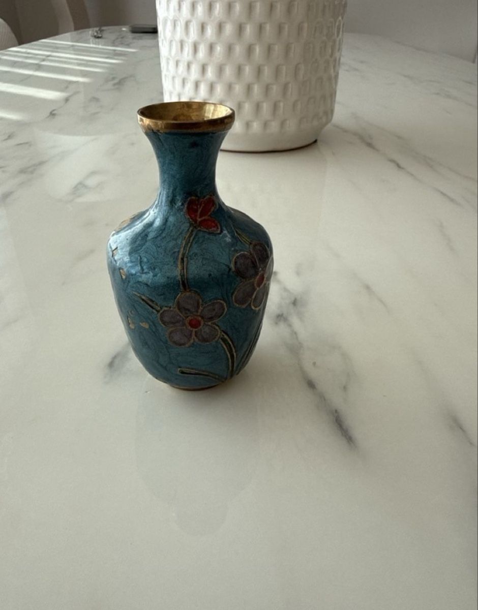 Vasen & Gefässe: Mini Vase Cloisonné Vintage / Emaille Messing Deko – Gebraucht aus Vaux-sur-Morges von GothamCity 3