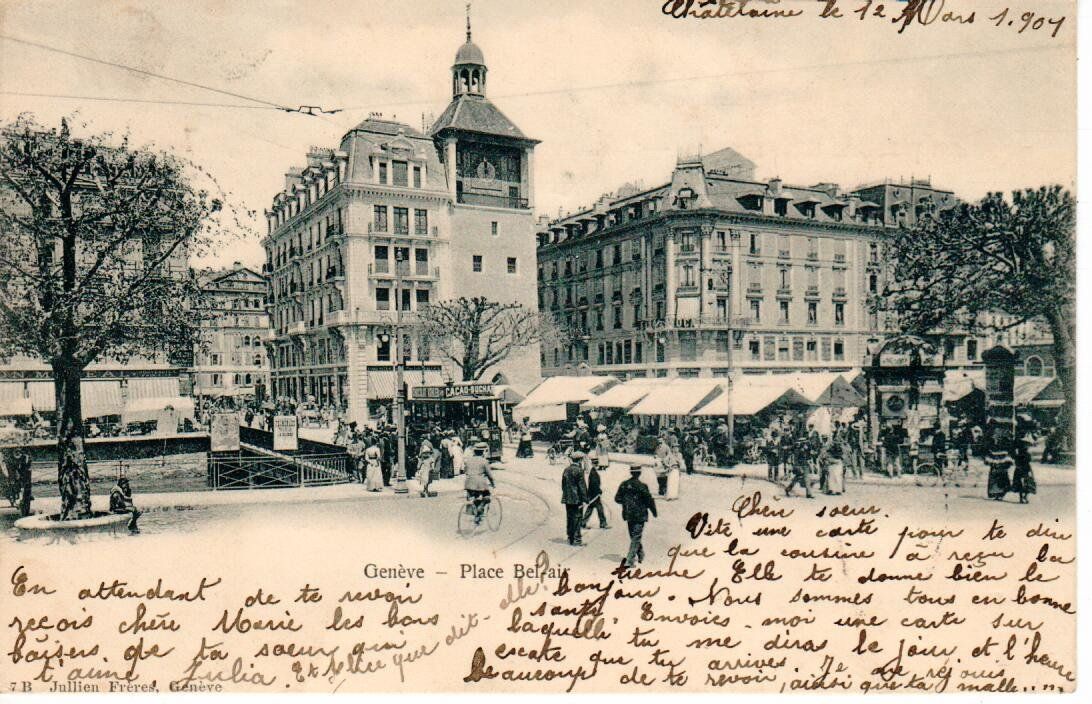 Cartoline postali: Genève Place Bel-air  1901 – Usato da Wolhusen venduto da Curver9