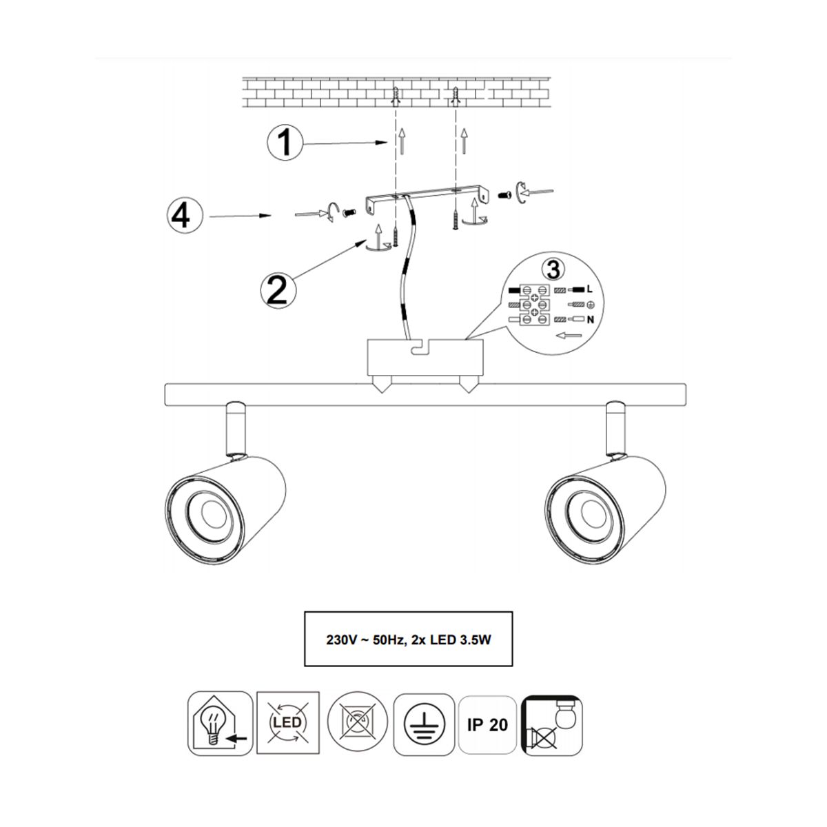 Lampadari & plafoniere: LED Deckenstrahler, 2 Spots, 800 Lumen – Nuovo (secondo la descrizione) da Kreuzlingen venduto da Smart-Light 2