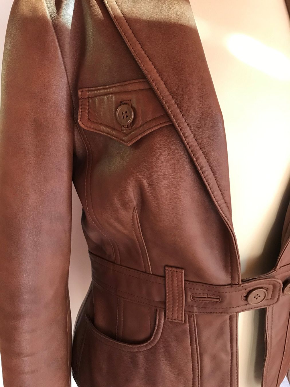 Hallhuber Giacche: Braune Hallhuber Lederjacke Gr. 36 – Nuovo (secondo la descrizione) da Zürich venduto da LisM. 4
