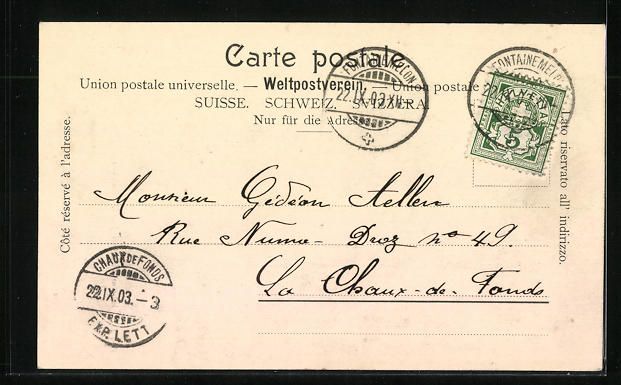 Cartoline postali: AK Boudevilliers, Cafe Poste, Fontaine – Usato da Berlin venduto da bartko-reher 1