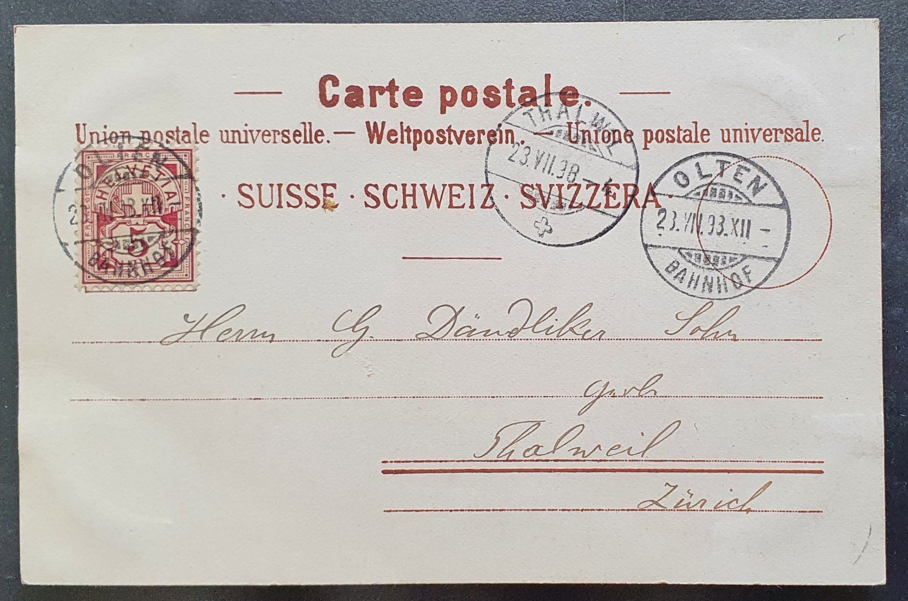 Cartoline postali: Gruss aus Olten 1898 – Usato da Kreuzlingen venduto da Rschweiz1 1
