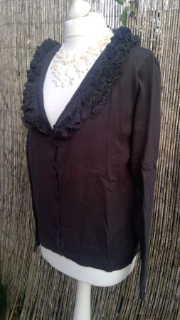Gilet Jaquette marron à froufrous H&M, taille M