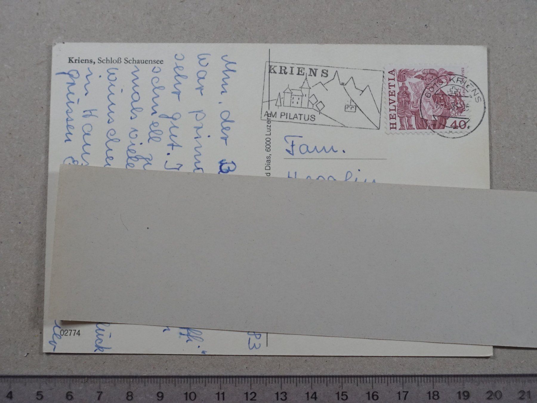 Ansichtskarten: Kriens, Schloss Schauensee, 1983 – Gebraucht aus Lenzburg von fh1 1